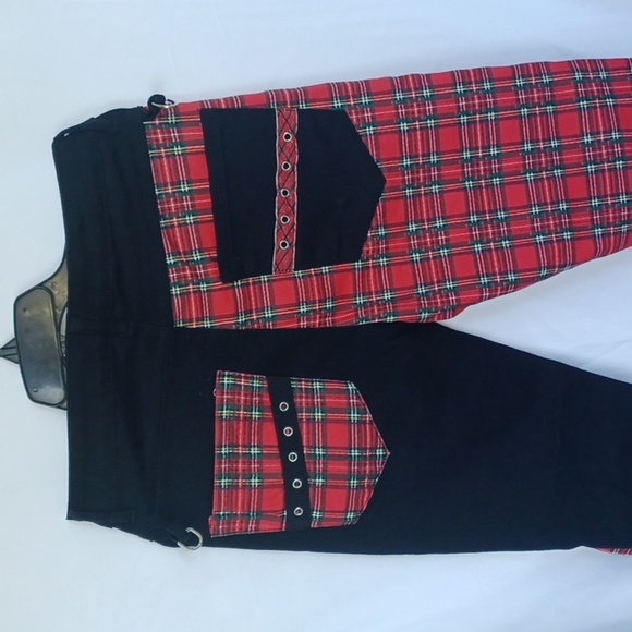 Enrica Men's Straight Slim two tone black & plaid Jeans, 30 x 28 ankle - Picture 3 of 6